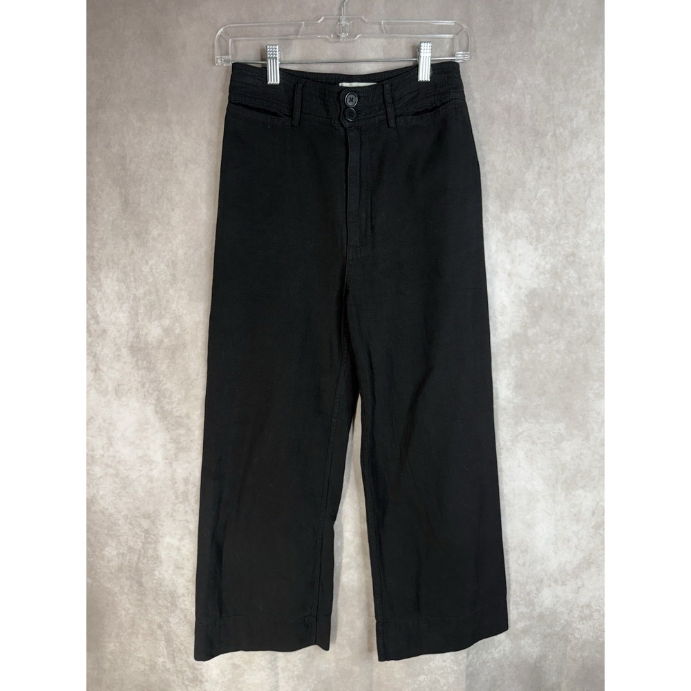 Apiece Apart Textured Wide Leg Cropped Pants In Black Women's Size 2
